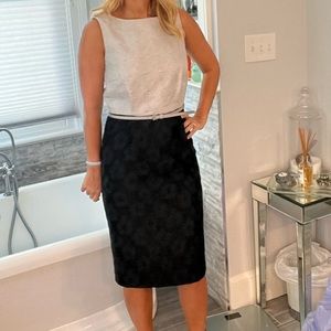 MaxMara Colorblock Gray and Black Belted Sheath Dress